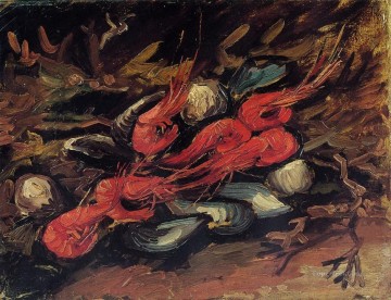ヴィンセント・ヴァン・ゴッホ Painting - ムール貝とエビのある静物画 フィンセント・ファン・ゴッホ